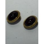 A PAIR OF 9 CARAT GOLD AND GARNET EARRINGS GROSS WEIGHT 6.9 GRAMS