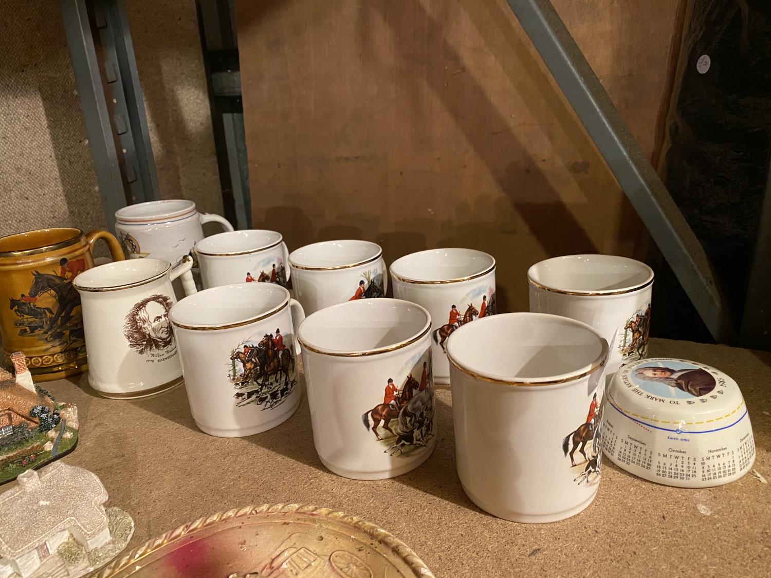 A COLLECTION OF HUNTING THEMED MUGS DEPICTING VARIOUS SCENES TOGETHER WITH FURTHER WEDGWOOD PAPER - Image 2 of 4