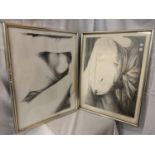 TWO FRAMED EROTIC DRAWINGS SIGNED ALEY EASTIRE