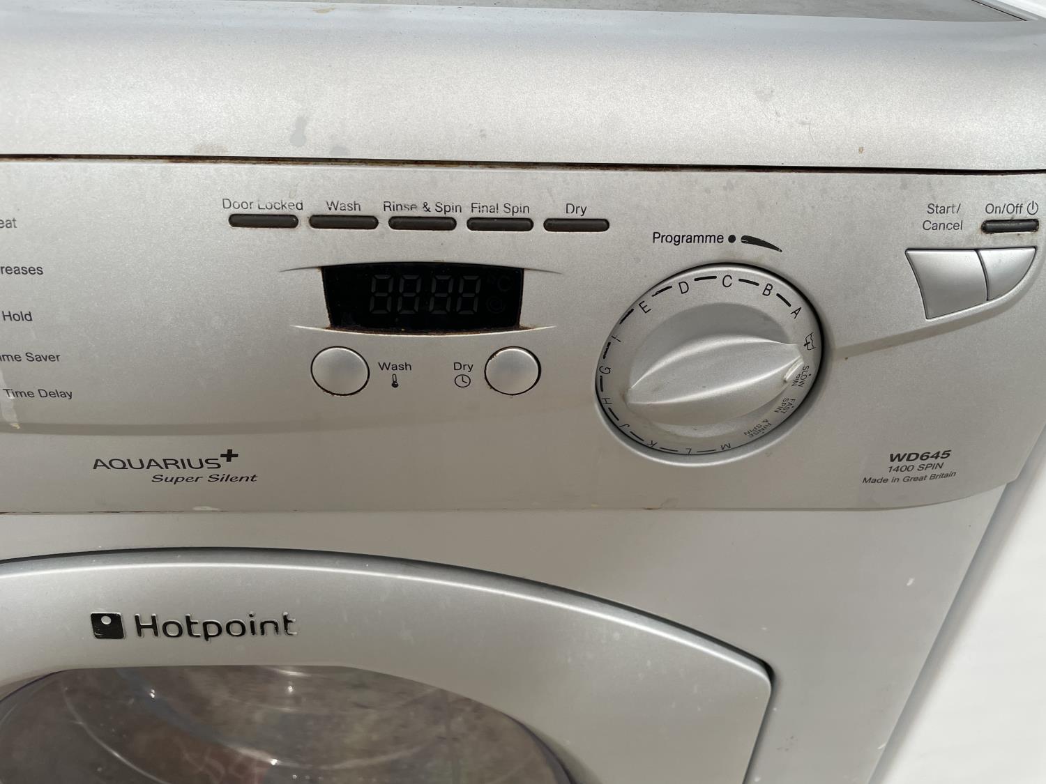 A GREY HOTPOINT WASHING MACHINE BELIEVED WORKING BUT NO WARRANTY - Image 2 of 3