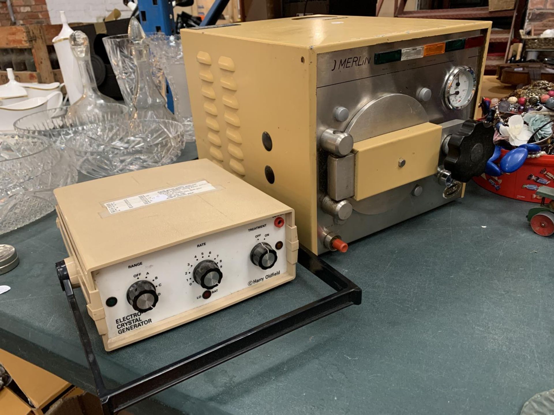 AN ELECTRO CHRYSTAL GENERATOR AND A FURTHER ITEM OF VINTAGE SURGICAL MACHINERY