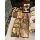 A SELECTION OF ITEMS, TO INCLUDE EIGHT SMALL FRAMES AND ONE WITH PICTURE OF GEORGE BEST. A MUSIC BOX