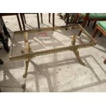 A MODERN BRASS COFFEE TABLE FRAME, 38X19"