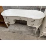 A MODERN WHITE AND GILT DRESSING TABLE, 52" WIDE