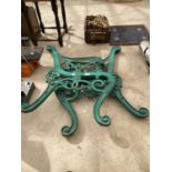 A PAIR OF DECORATIVE HEAVY CAST IRON BENCH ENDS