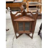 A VICTORIAN CORNER TWO DOOR DISPLAY CABINET, 17" WIDE