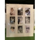 A SET OF AUDREY HEPBURN PICTURES IN A MOUNT