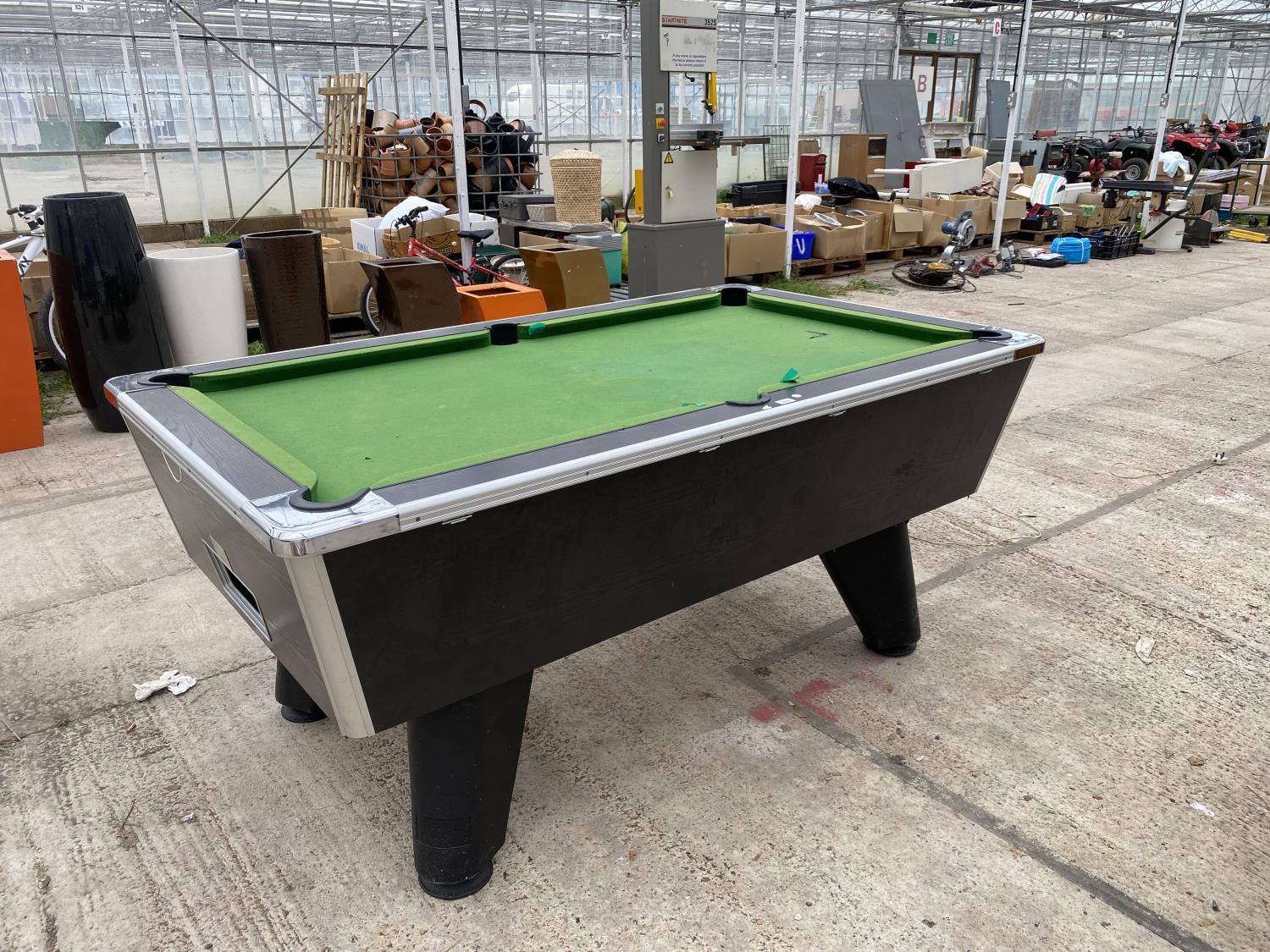 A POOL TABLE LABELLED 'SUPREME POOL' L:74" W:43"