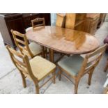 A MODERN PINE DROP-LEAF TABLE AND FOUR CHAIRS