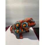 A LARGE HANDPAINTED ANITA HARRIS TOAD SIGNED IN GOLD