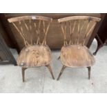 A PAIR OF ERCOL LATTICE BACK DINING CHAIRS