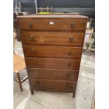 A MID 20TH CENTURY OAK CHEST OF SIX GRADUATED DRAWERS W:30"