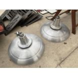 A PAIR OF INDUSTRIAL STYLE LIGHT FITTINGS