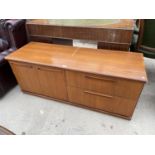 A MEREDEW RETRO TEAK SIDEBOARD WITH TWO DOORS AND TWO DRAWERS