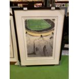 A FRAMED BLACK EDGED FOOTBALL SCENE 'SATURDAY AFTERNOON' LIMITED EDITION 403/850