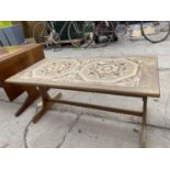 A RETRO COFFEE TABLE WITH TILE EFFECT TOP W:38"X H:19"