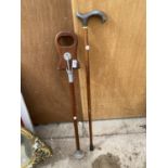 A VINTAGE 'YEOMAN' STICK SEAT AND A FURTHER WALKING STICK