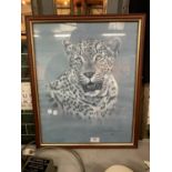 A FRAMED PICTURE DEPICTING A LEOPARD BY JOAN BENCHE