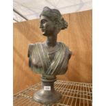 A BRONZE EFFECT BUST OF 'DIANA' (H:52CM)