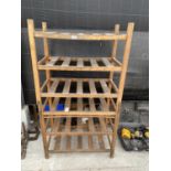 A PAIR OF WOODEN GREEN HOUSE RACKS