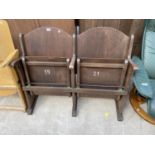 A PAIR OF CINEMA FOLDING SEATS, NUMBERS 19 AND 21