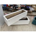 TWO LARGE WHITE GARDEN PLANTERS