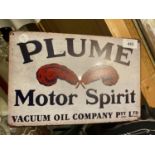 A METAL SIGN-PLUME MOTOR SPIRIT 20CM X 30CM