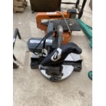 AN ELECTRIC MITRE SAW AND A MINILOR SCROLL SAW BOTH BELIEVED WORKING ORDER BUT NO WARRANTY