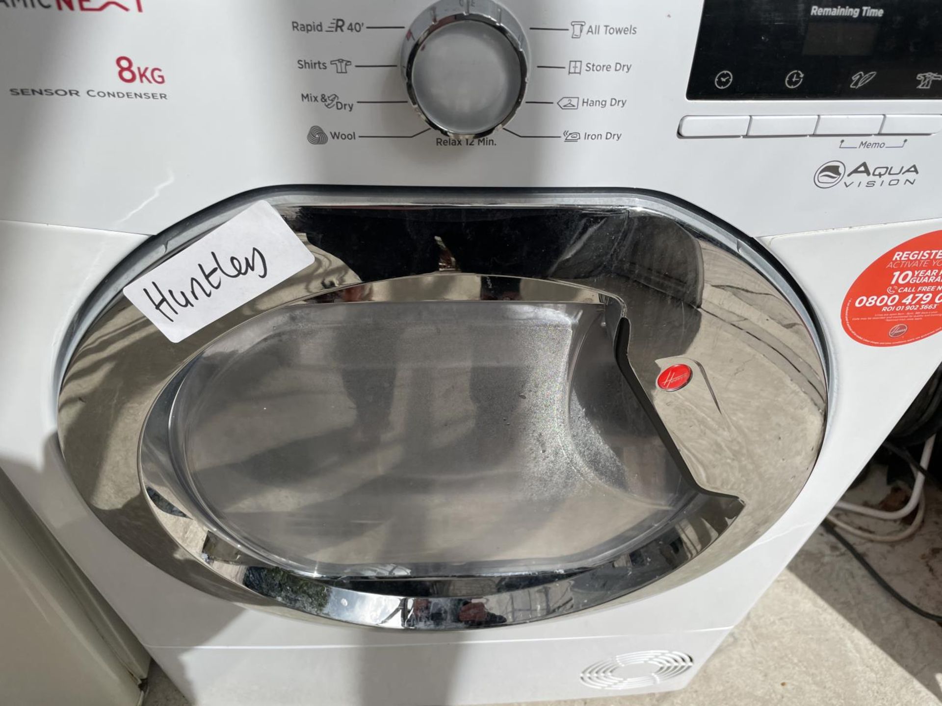 A WHITE HOOVER 8KG TUMBLE DRYER BELIEVED WORKING BUT NO WARRANTY - Image 2 of 3