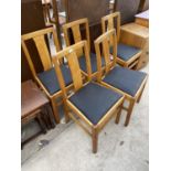 A SET OF FIVE MID 20TH CNETURY DINING CHAIRS