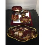 SIX PIECES OF CARLTONWARE ROUGE ROYALE TO INCLUDE TRAY, BOWL ETC