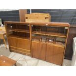 TWO RETRO TEAK UNIT UPPER PORTION BEARING STAMP HULSTA-OTTENSTEIN WERK 11, ALLWAND AND DATED 1980