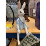 A WOODEN ARTICULATED 'RABBIT' FIGURE