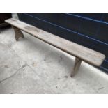 A VICTORIAN PINE BENCH, 85" LONG