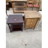 A MODERN LAMP TABLE AND OAK THREE DRAWER CHEST