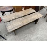 A PAIR OF MID 20TH CENTURY OAK BENCHES, 54X13" EACH