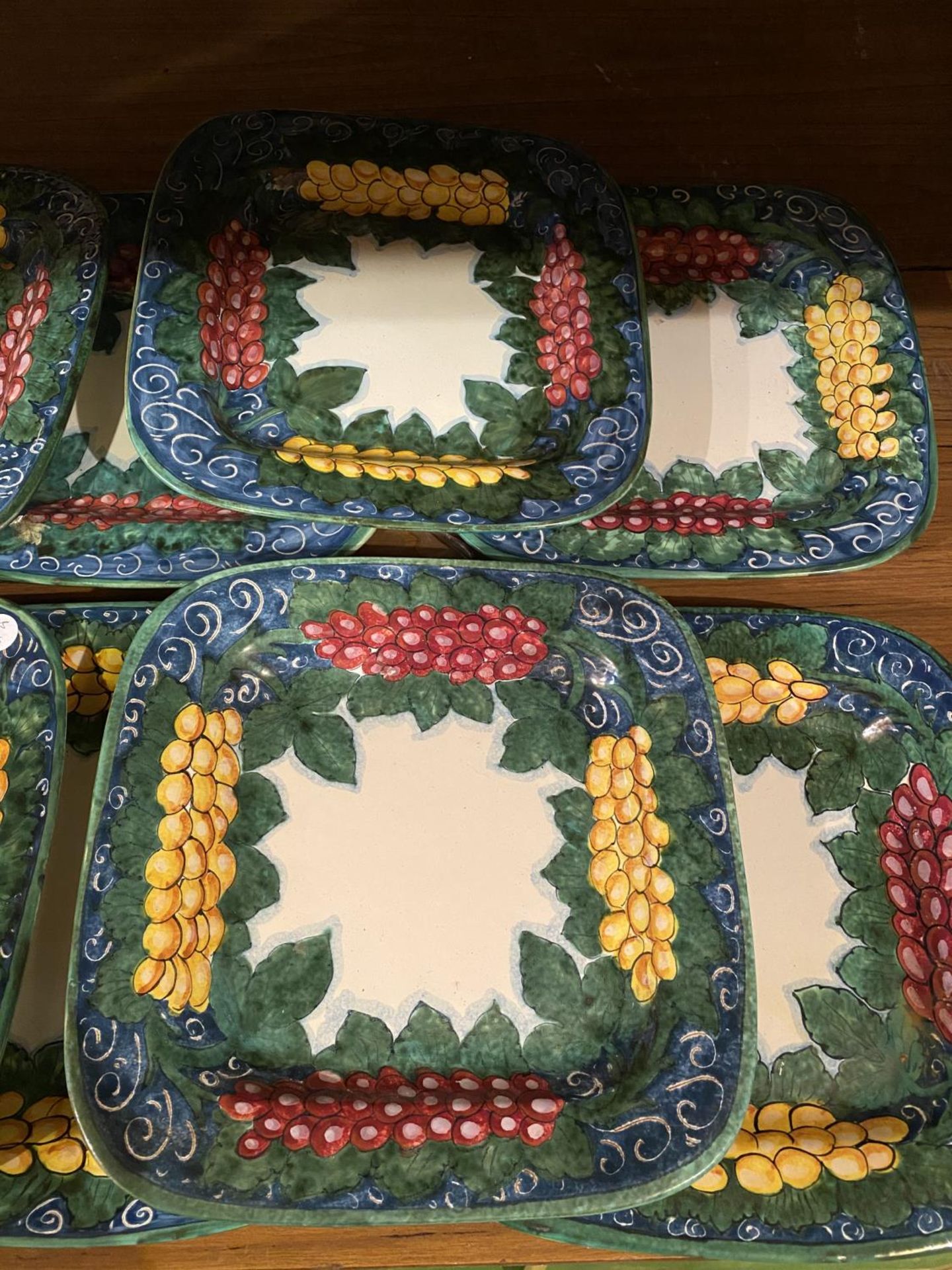 TEN DECORATIVE WALL HANGING GLAZED PLATES DEPICTING FRUITS 28.5CM X 28.5CM - Image 3 of 3