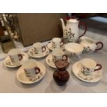 A WEDGEWOOD MAYFIELD COFFEE SET INCLUDING COFFEE POT BOWL AND JUG