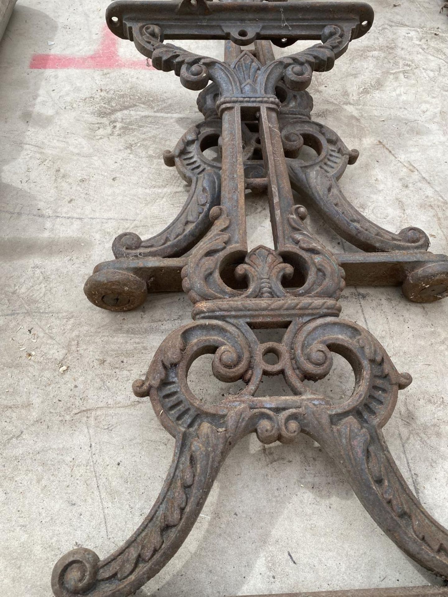 A PAIR OF HEAVY CAST IRON TABLE BASES - Image 2 of 2