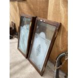 FIVE WOODEN FRAMED GLASS DOORS/WINDOWS WITH FROSTING