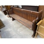 A VICTORIAN PITCH PINE PEW, 71" WIDE