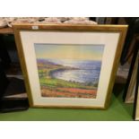 A GOLD FRAMED LIMITED EDITION (19/295) COASTAL PRINT SIGNED BY MARK PRESTON