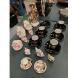 A SELECTION OF VARIOUS CERAMIC WARE TO INCLUDE A GROUP OF COALPORT DOLL'S TEAWARE AND CHOKIN STYLE