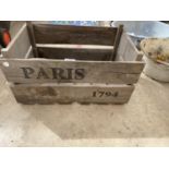 A WOODEN PARIS APPLE BOX