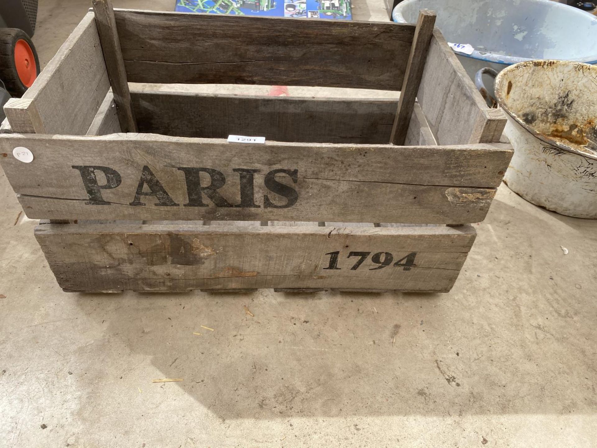 A WOODEN PARIS APPLE BOX