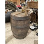 WOODEN BARREL WITH WOODEN TAP
