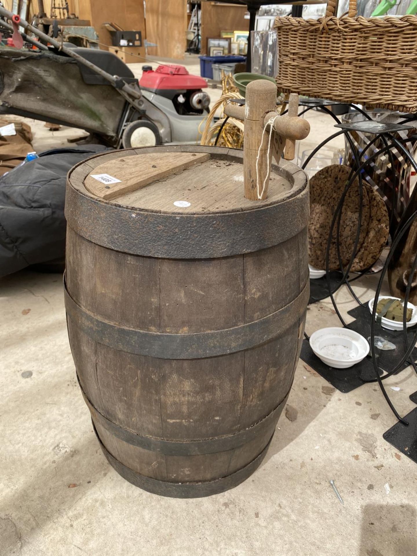 WOODEN BARREL WITH WOODEN TAP