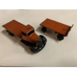 AN OLD DINKY TOY LORRY AND TRAILER