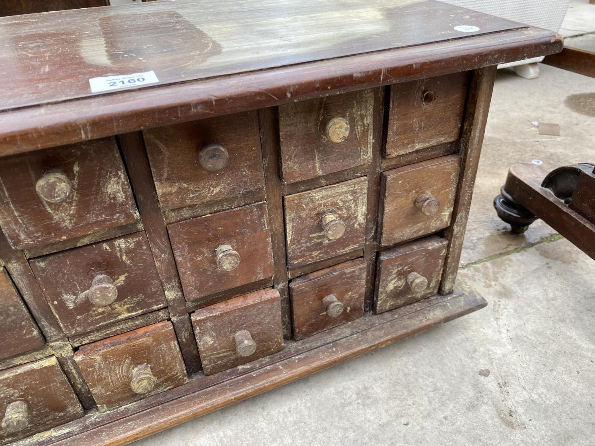 A CARVED HARDWOOD EIGHTEEN DRAWER SPICE CHEST, 26" WIDE - Image 4 of 5