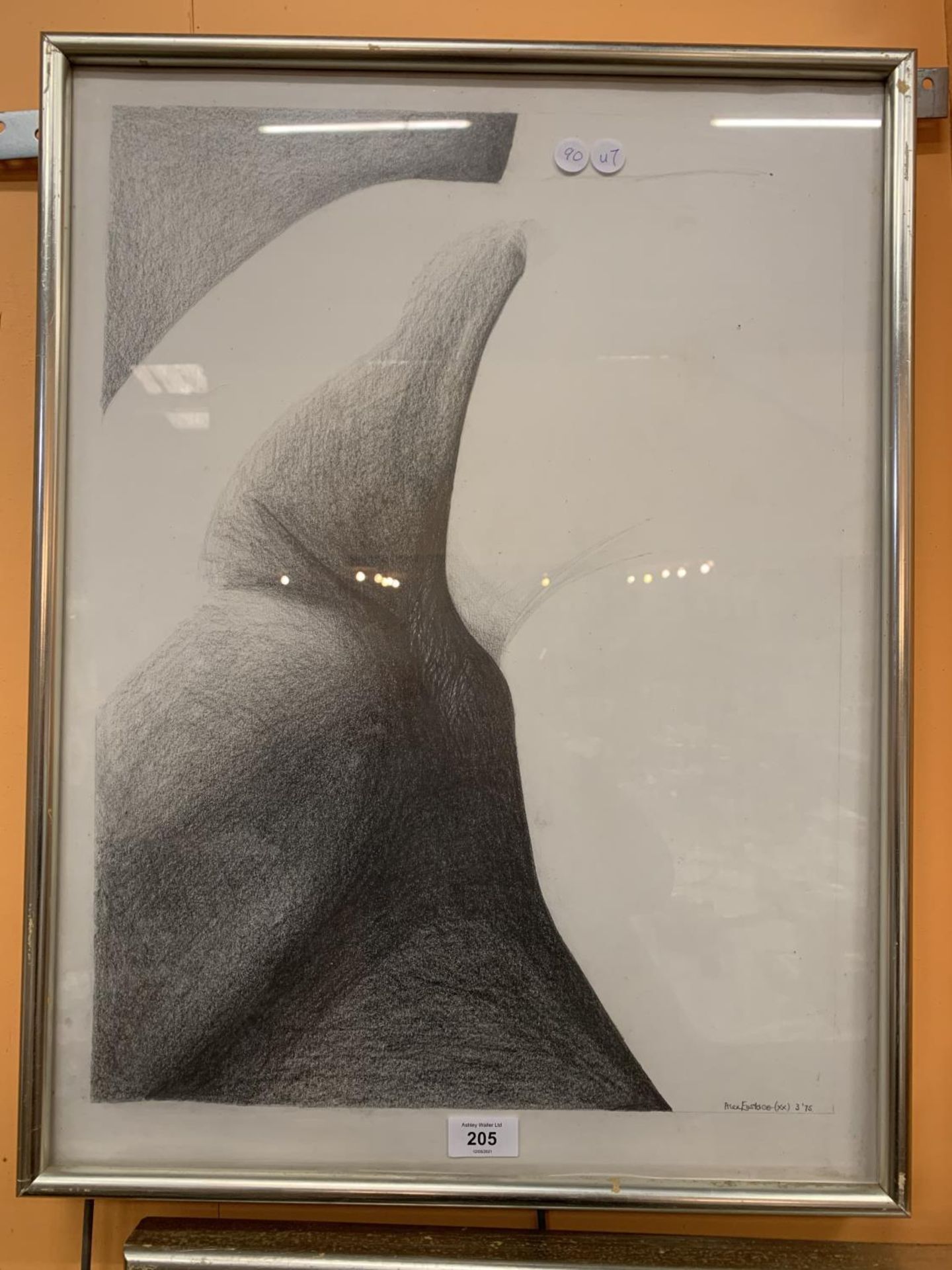 TWO FRAMED EROTIC DRAWINGS SIGNED ALEY EASTIRE - Image 3 of 3